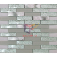 Aluminium Alloy Mix Silver Leaf Strip Glass Mosaic (CFS572)